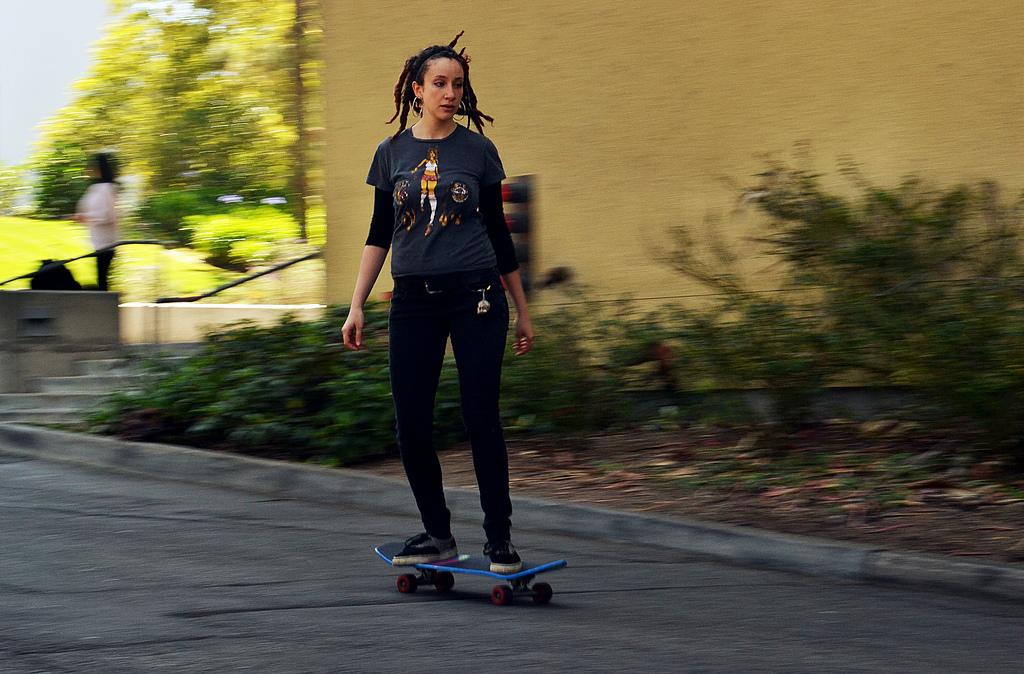 SF State graduate Leila Mzali will be traveling to Afghanistan to participate in a five month internship with Skateistan, a a non-governmental organization used to help empower Afghan girls and street kids through skateboarding and education opportunities. Photo by Samantha Benedict / Xpress