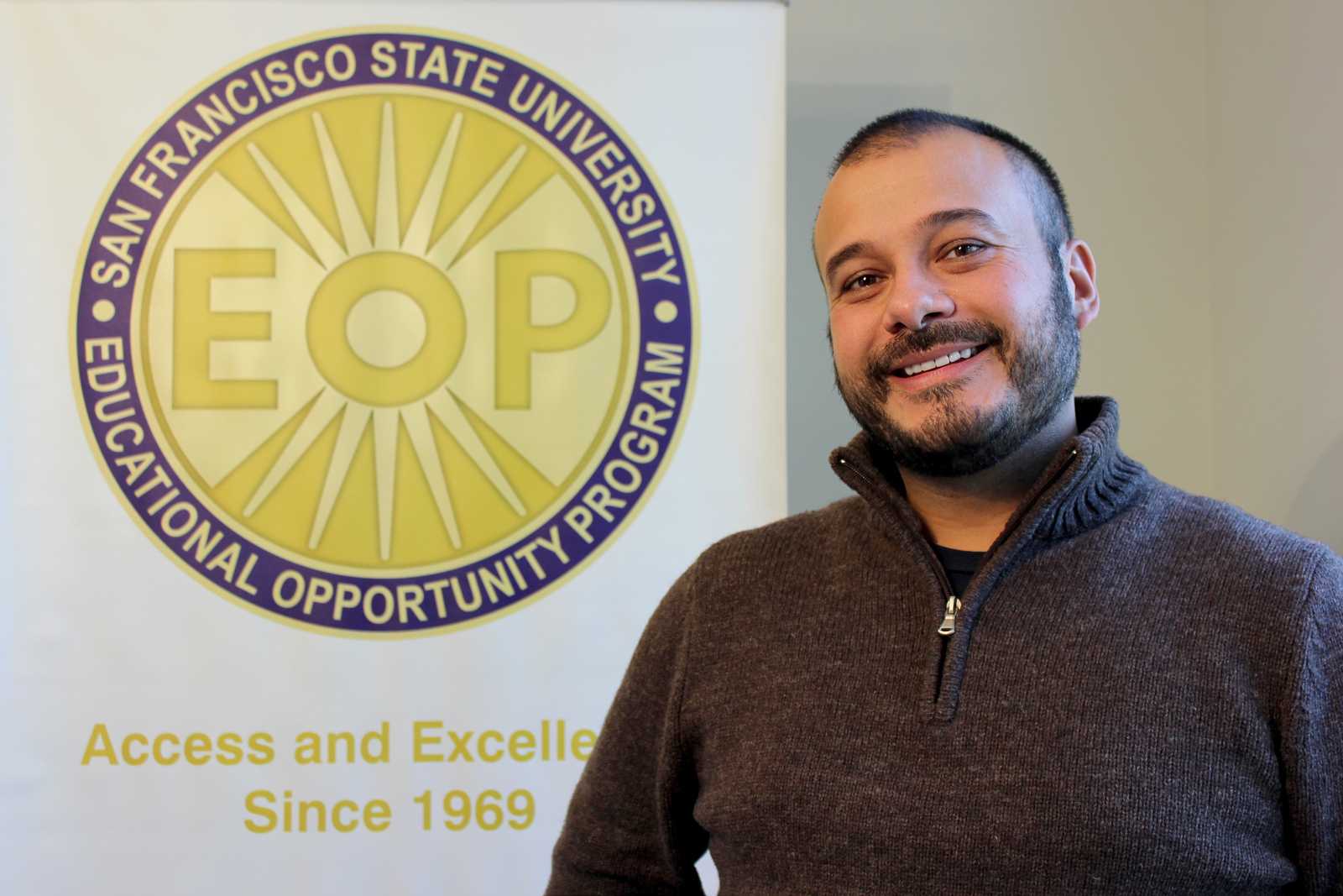 SF State's Educational Opportunity Program Director Oscar Gardea poses for a portrait in the EOP office located in Student Services building room 201. This semester is the first time the program has accepted AB540 students into its curriculum. Photo by Tony Santos / Xpress